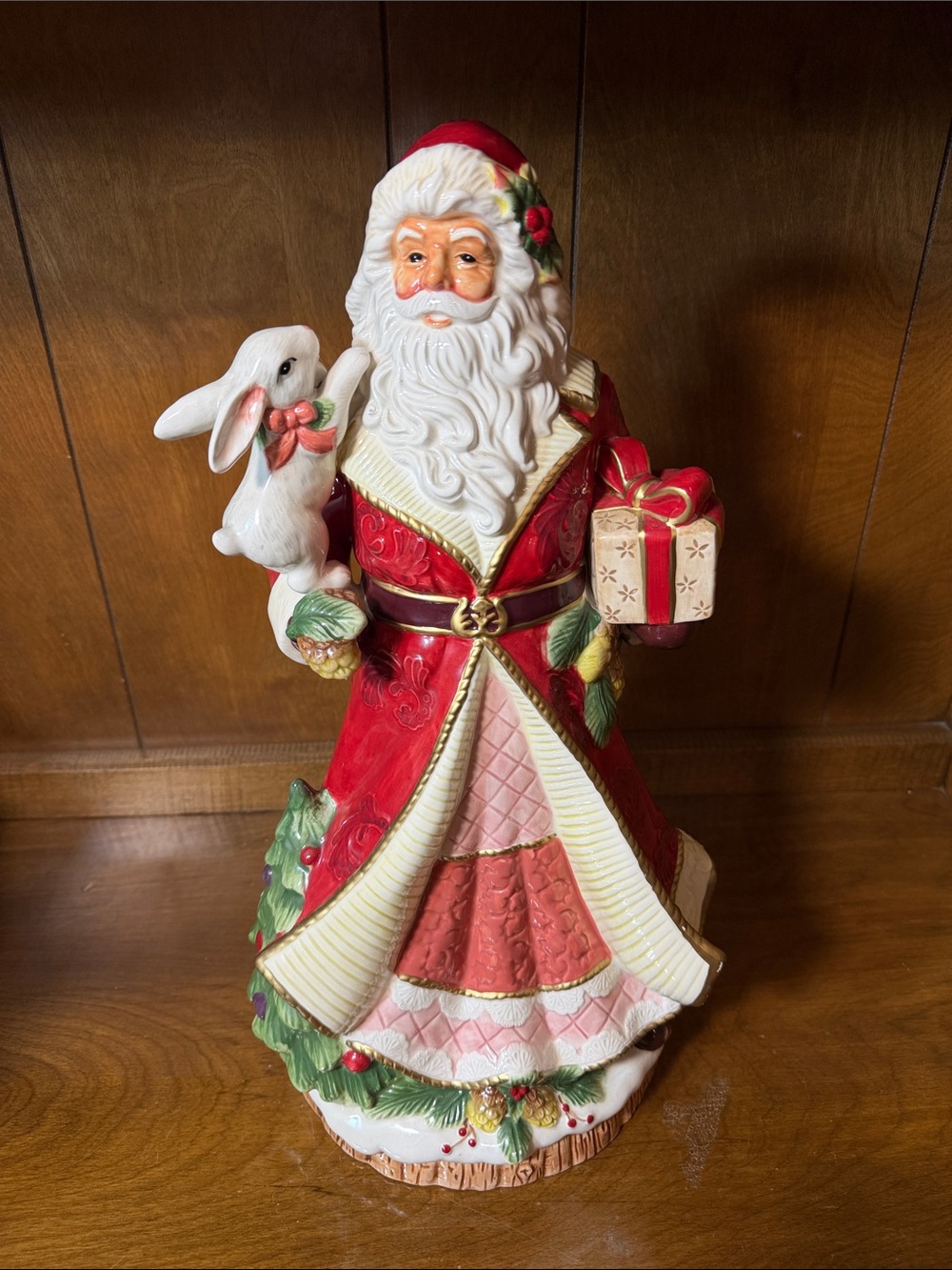 Festive Santa Figurine in Red and White Holiday Decor